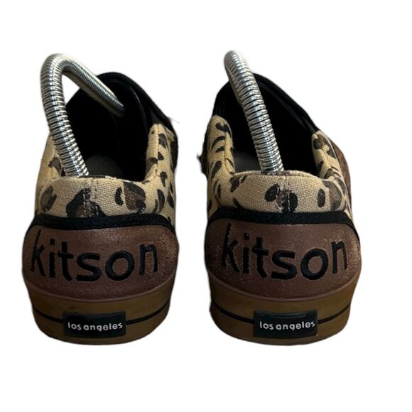 Kitson Los Angeles Bronze Leather and Animal Print Canvas Slip On Loafers Women' - Picture 8 of 8